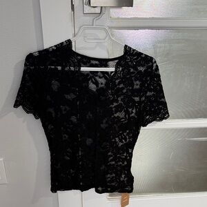 SHEIN Black Short Sleeve Lace Top